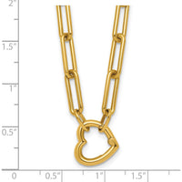 14K Yellow Gold Polished Heart Clasp 17.5" Paperclip Chain Necklace by 0