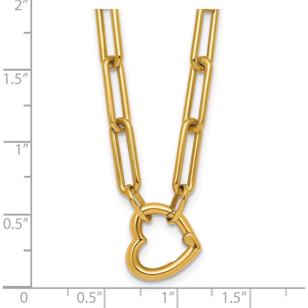 14K Yellow Gold Polished Heart Clasp 17.5" Paperclip Chain Necklace by 0