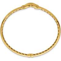 14K Yellow Gold Polished Heart Clasp Hinged Oval Bangle Bracelet by Oro Pregiato