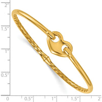 14K Yellow Gold Polished Heart Clasp Hinged Oval Bangle Bracelet by Oro Pregiato