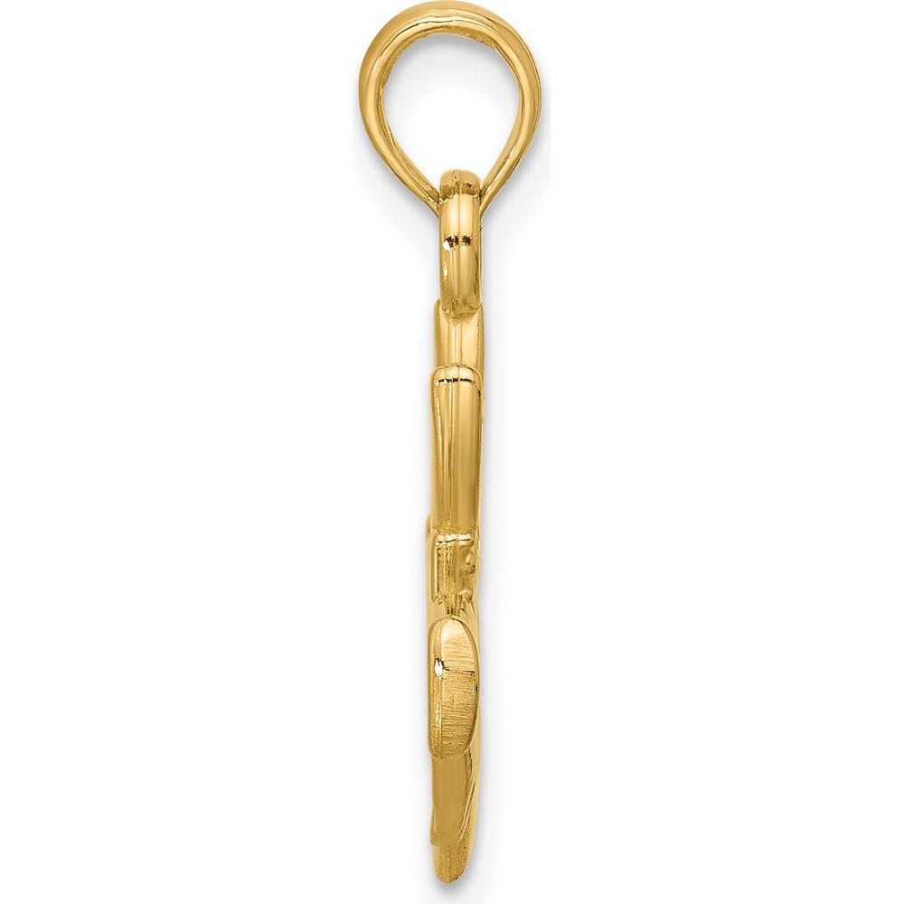 14K Yellow Gold Polished Heart Crown Pendant - 19mm Length by Oro Pregiato