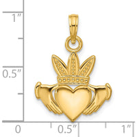 14K Yellow Gold Polished Heart Crown Pendant - 19mm Length by Oro Pregiato
