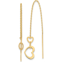 14K Yellow Gold Polished Heart Dangle Threader Earrings by 0