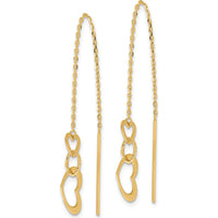 14K Yellow Gold Polished Heart Dangle Threader Earrings by 0