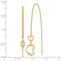 14K Yellow Gold Polished Heart Dangle Threader Earrings by 0