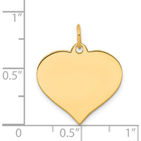 14K Yellow Gold Polished Heart Disc Charm - Engravable Pendant by Oro Pregiato
