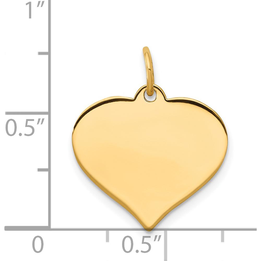 14K Yellow Gold Polished Heart Disc Charm - Engravable Personalized Pendant by Oro Pregiato