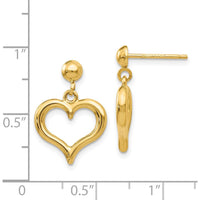 14K Yellow Gold Polished Heart Drop Earrings - Elegant Dangle Design by Oro Pregiato