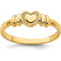 14K Yellow Gold Polished Heart Fashion Ring with Textured Band by 0