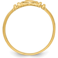 14K Yellow Gold Polished Heart Fashion Ring with Textured Band by 0