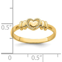 14K Yellow Gold Polished Heart Fashion Ring with Textured Band by 0