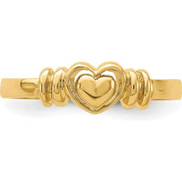 14K Yellow Gold Polished Heart Fashion Ring with Textured Band by 0
