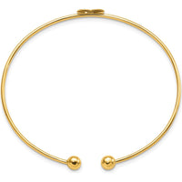 14K Yellow Gold Polished Heart Flexible Oval Bangle Bracelet by Oro Pregiato