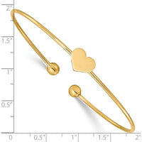 14K Yellow Gold Polished Heart Flexible Oval Bangle Bracelet by Oro Pregiato