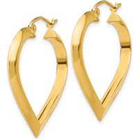 14K Yellow Gold Polished Heart Hoop Earrings - 28mm Length by 0