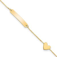 14K Yellow Gold Polished Heart ID Bracelet with Cable Chain - 5.5 inches by Oro Pregiato