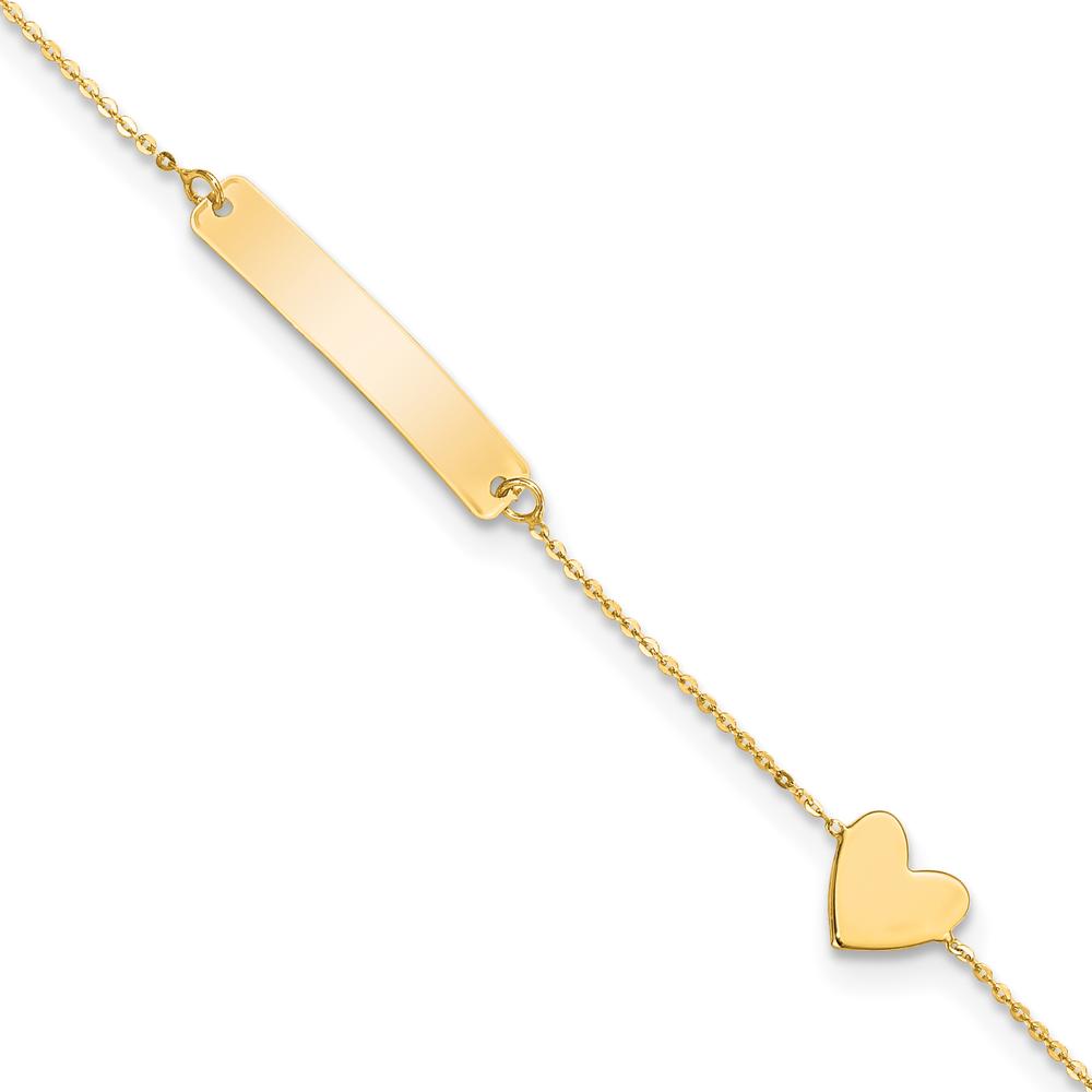 14K Yellow Gold Polished Heart ID Bracelet with Cable Chain - 5.5 inches by Oro Pregiato