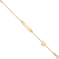 14K Yellow Gold Polished Heart ID Bracelet with Cable Chain - 5.5 inches by Oro Pregiato