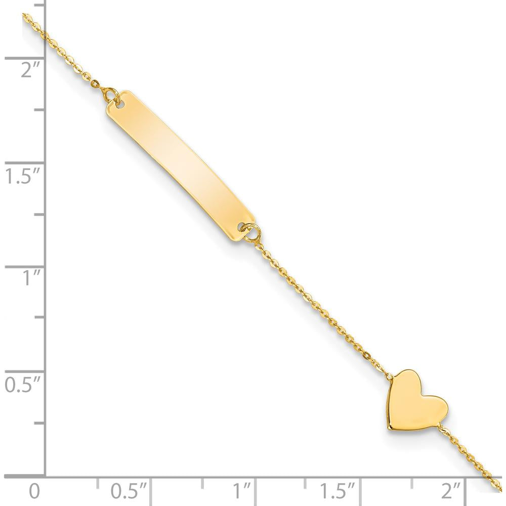 14K Yellow Gold Polished Heart ID Bracelet with Cable Chain - 5.5 inches by Oro Pregiato