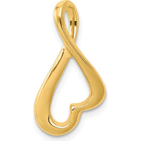 14K Yellow Gold Polished Heart-Inspired Slide Pendant for Omega Chains - Fits up to 2mm Regular or 4mm Fancy Chains by 0