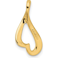 14K Yellow Gold Polished Heart-Inspired Slide Pendant for Omega Chains - Fits up to 2mm Regular or 4mm Fancy Chains by 0