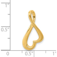 14K Yellow Gold Polished Heart-Inspired Slide Pendant for Omega Chains - Fits up to 2mm Regular or 4mm Fancy Chains by 0