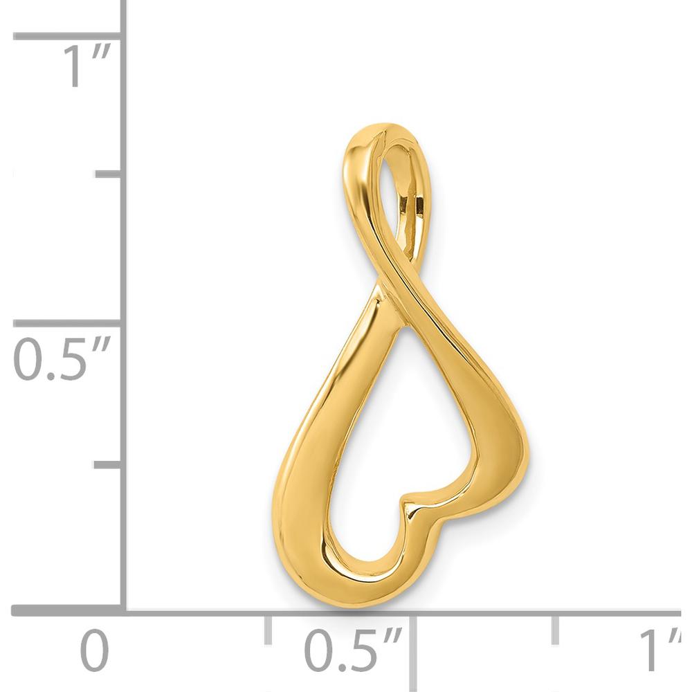 14K Yellow Gold Polished Heart-Inspired Slide Pendant for Omega Chains - Fits up to 2mm Regular or 4mm Fancy Chains by 0