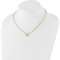 14K Yellow Gold Polished Heart Lock Charm Paperclip Link Necklace - 17.25" by 0
