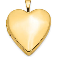 14K Yellow Gold Polished Heart Locket Pendant - Engravable, 20mm by Monteluci Fine Jewelry