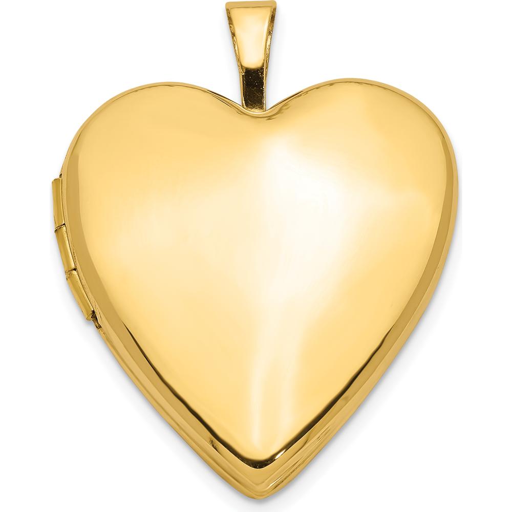 14K Yellow Gold Polished Heart Locket Pendant - Engravable, 20mm by Monteluci Fine Jewelry