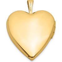 14K Yellow Gold Polished Heart Locket Pendant - Engravable, 20mm by Monteluci Fine Jewelry