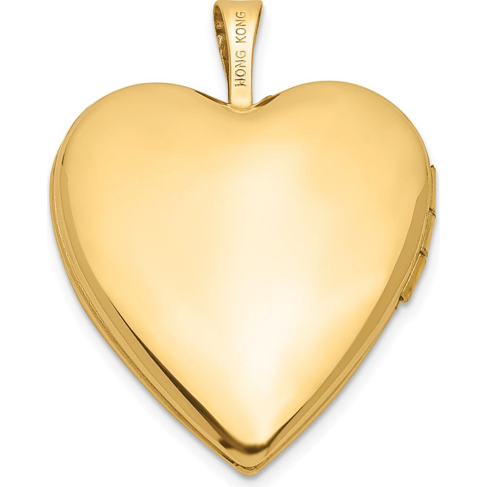 14K Yellow Gold Polished Heart Locket Pendant - Engravable, 20mm by Monteluci Fine Jewelry