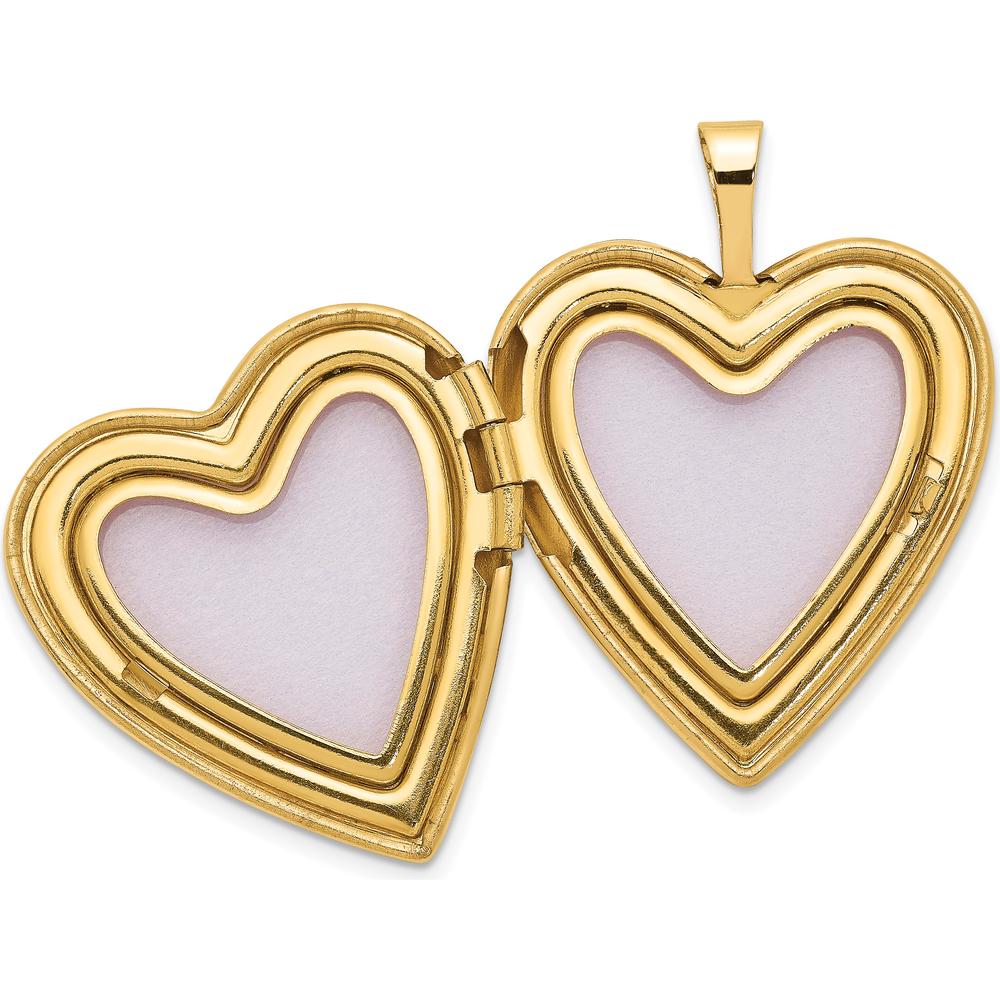 14K Yellow Gold Polished Heart Locket Pendant - Engravable, 20mm by Monteluci Fine Jewelry