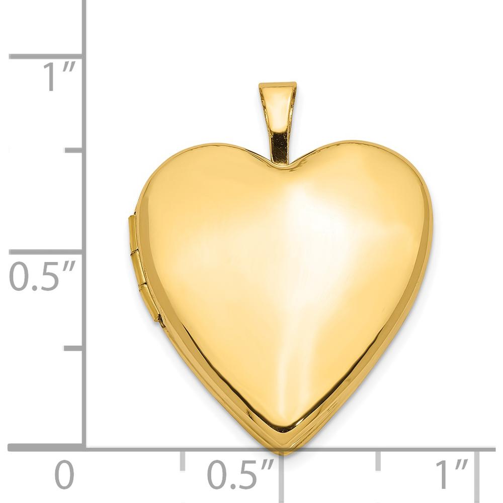 14K Yellow Gold Polished Heart Locket Pendant - Engravable, 20mm by Monteluci Fine Jewelry