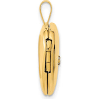 14K Yellow Gold Polished Heart Locket with Round Diamond - 0.01 Carat Total Diamond Weight by Monteluci Fine Jewelry
