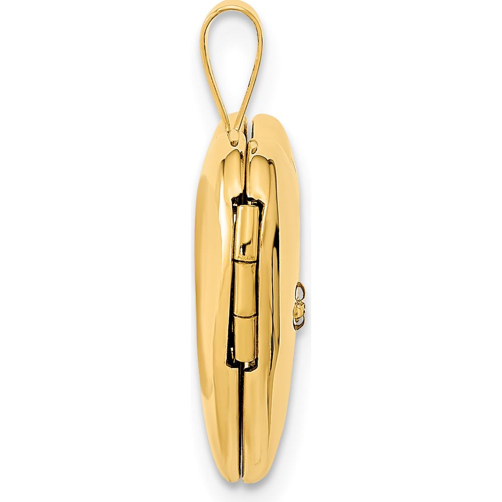 14K Yellow Gold Polished Heart Locket with Round Diamond - 0.01 Carat Total Diamond Weight by Monteluci Fine Jewelry