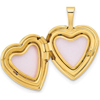 14K Yellow Gold Polished Heart Locket with Round Diamond - 0.01 Carat Total Diamond Weight by Monteluci Fine Jewelry