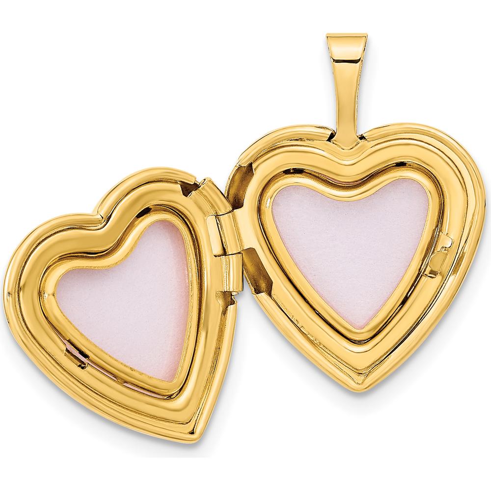 14K Yellow Gold Polished Heart Locket with Round Diamond - 0.01 Carat Total Diamond Weight by Monteluci Fine Jewelry