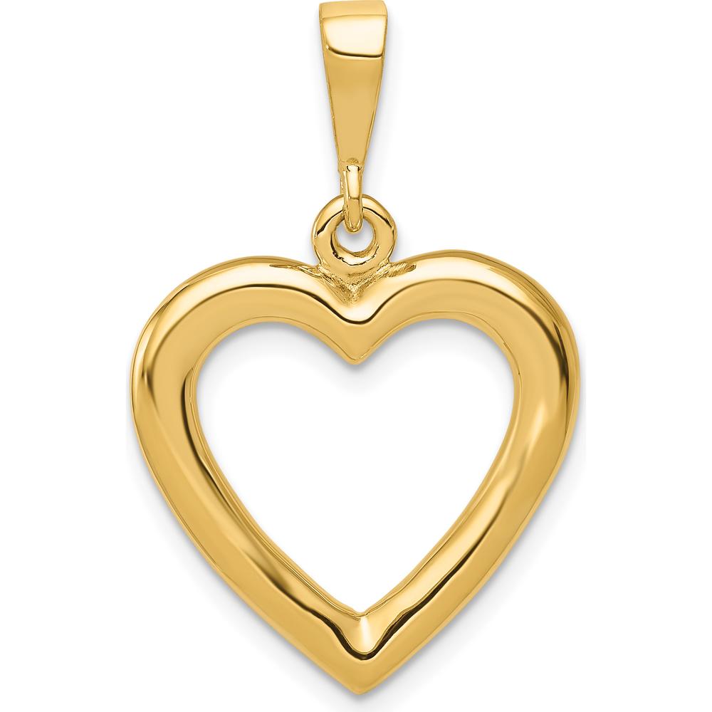 14K Yellow Gold Polished Heart Pendant - 31mm Length by Oro Pregiato
