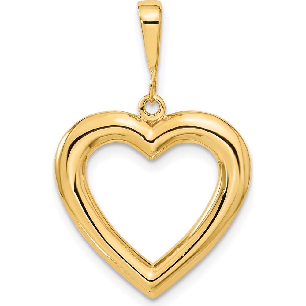 14K Yellow Gold Polished Heart Pendant - 31mm Length by Oro Pregiato