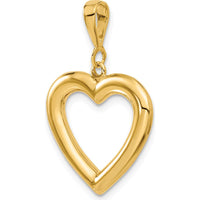 14K Yellow Gold Polished Heart Pendant - 31mm Length by Oro Pregiato