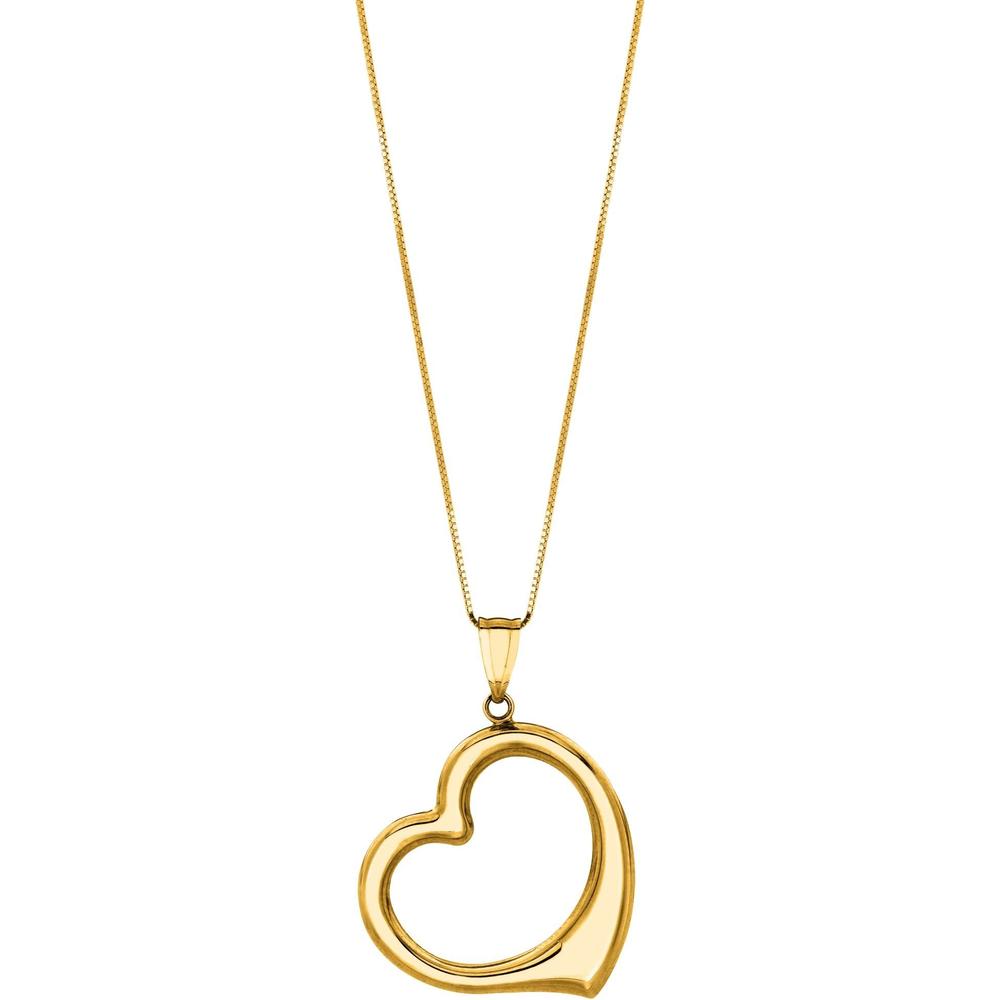 14K Yellow Gold Polished Heart Pendant Necklace - 18" Chain by Orozza Fine Jewelry