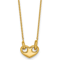 14K Yellow Gold Polished Heart Pendant Necklace 18" with Cable Chain by 0