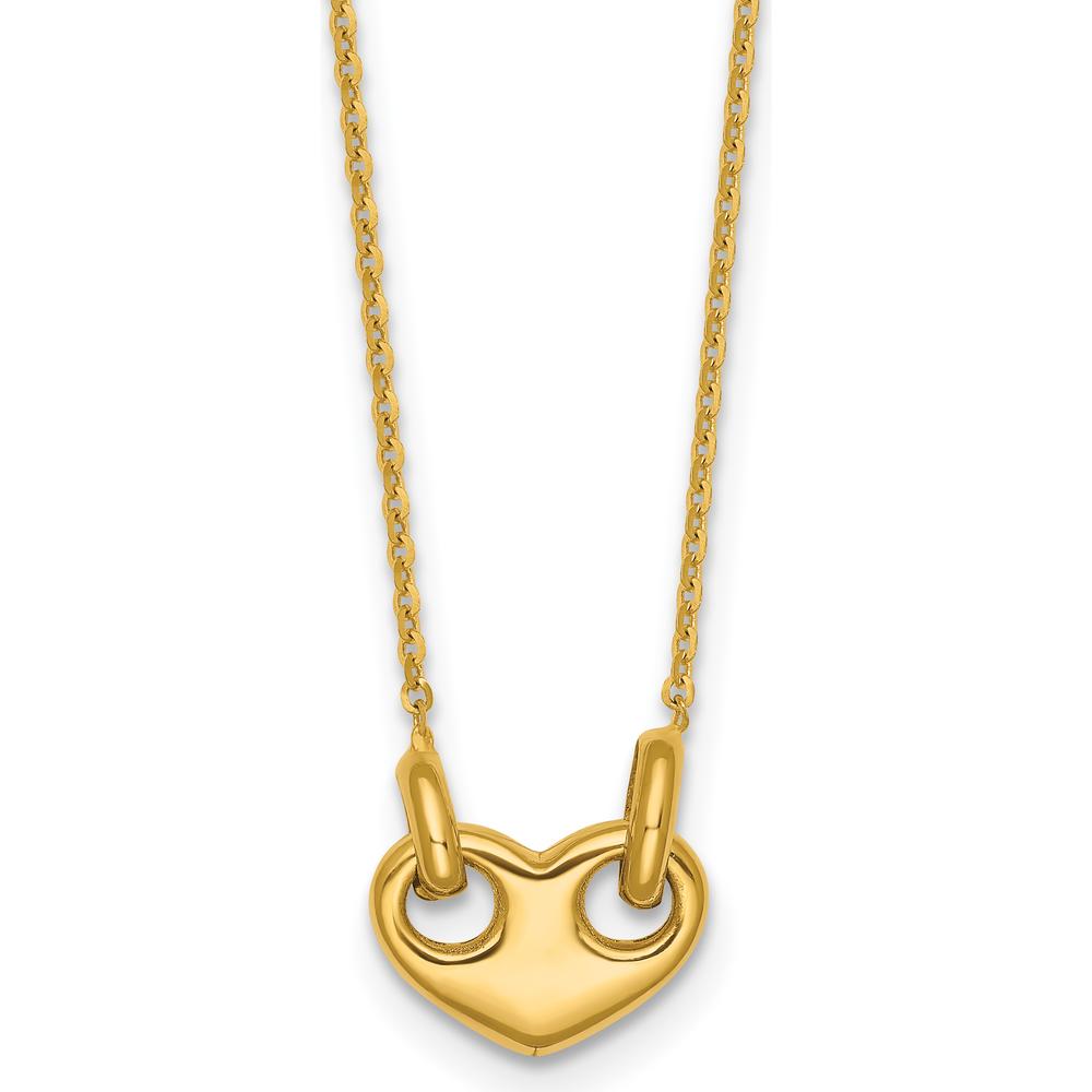 14K Yellow Gold Polished Heart Pendant Necklace 18" with Cable Chain by 0