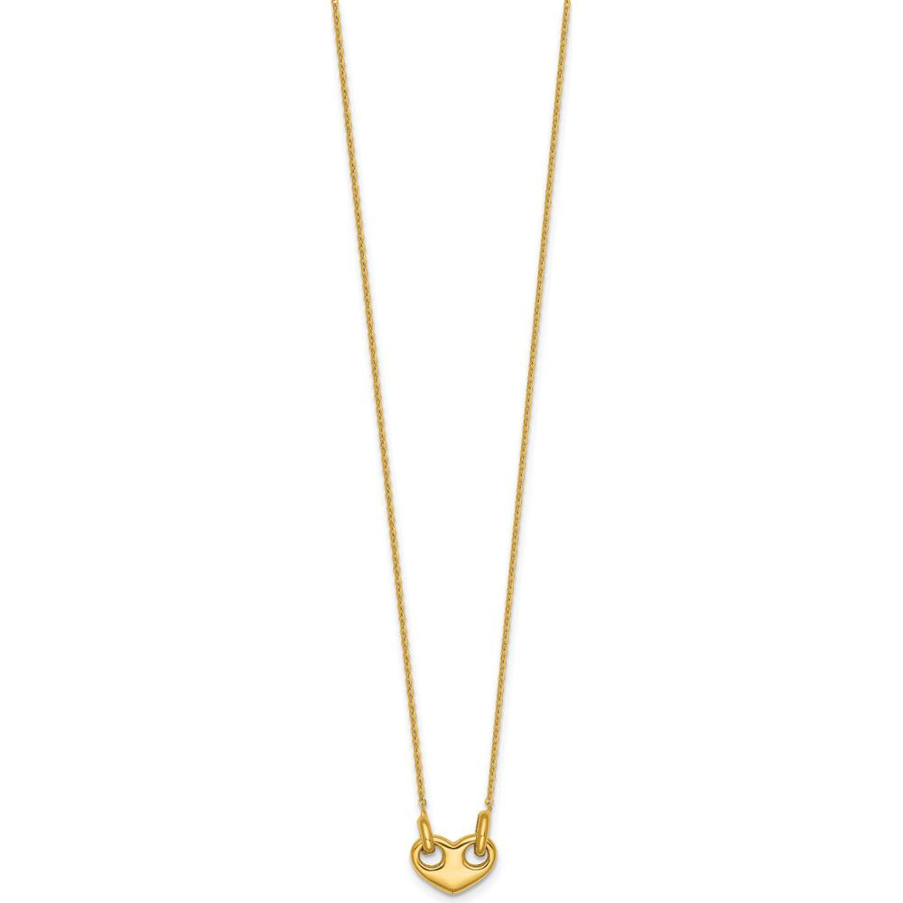 14K Yellow Gold Polished Heart Pendant Necklace 18" with Cable Chain by 0