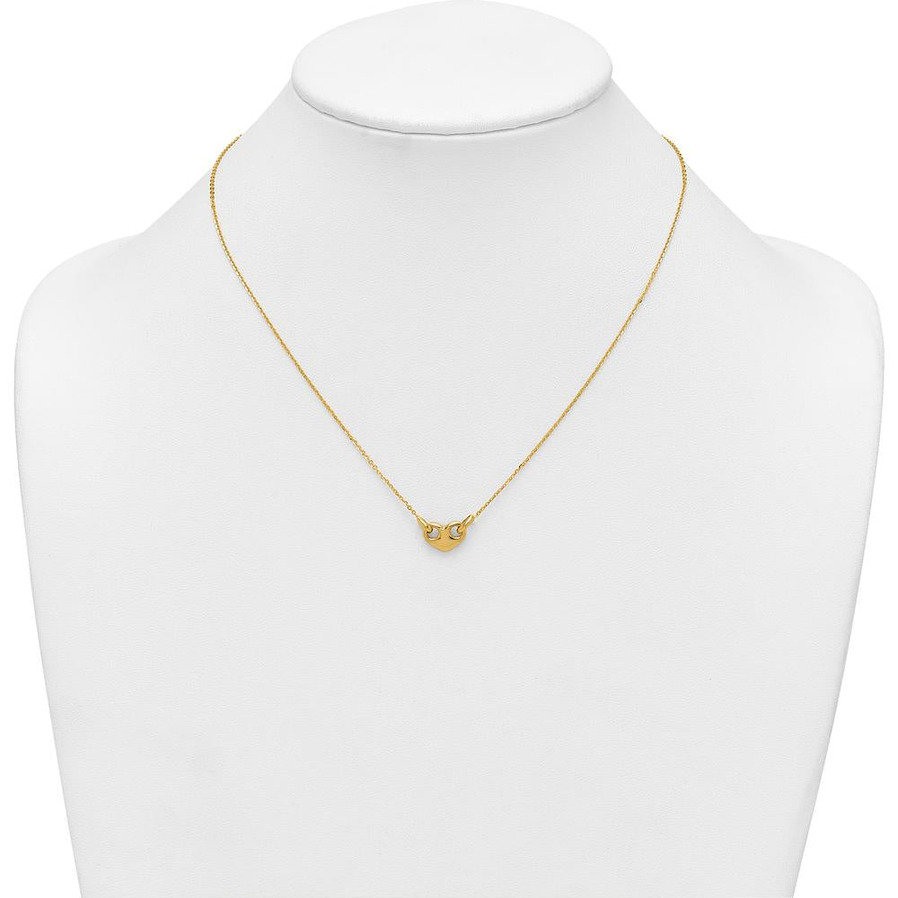 14K Yellow Gold Polished Heart Pendant Necklace 18" with Cable Chain by 0