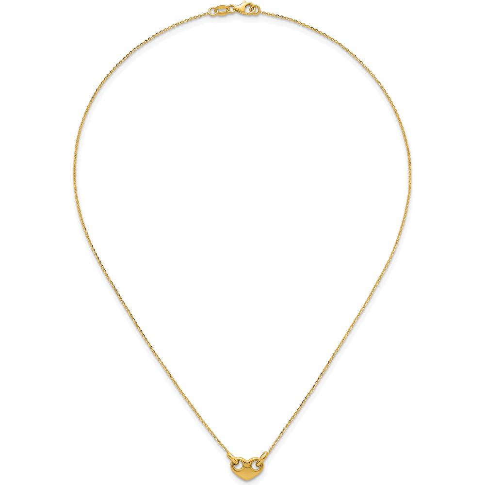 14K Yellow Gold Polished Heart Pendant Necklace 18" with Cable Chain by 0