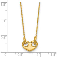 14K Yellow Gold Polished Heart Pendant Necklace 18" with Cable Chain by 0