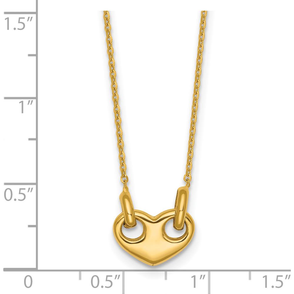 14K Yellow Gold Polished Heart Pendant Necklace 18" with Cable Chain by 0