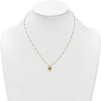 14K Yellow Gold Polished Heart Pendant Necklace with Beaded Chain and 2-Inch Extender by 0